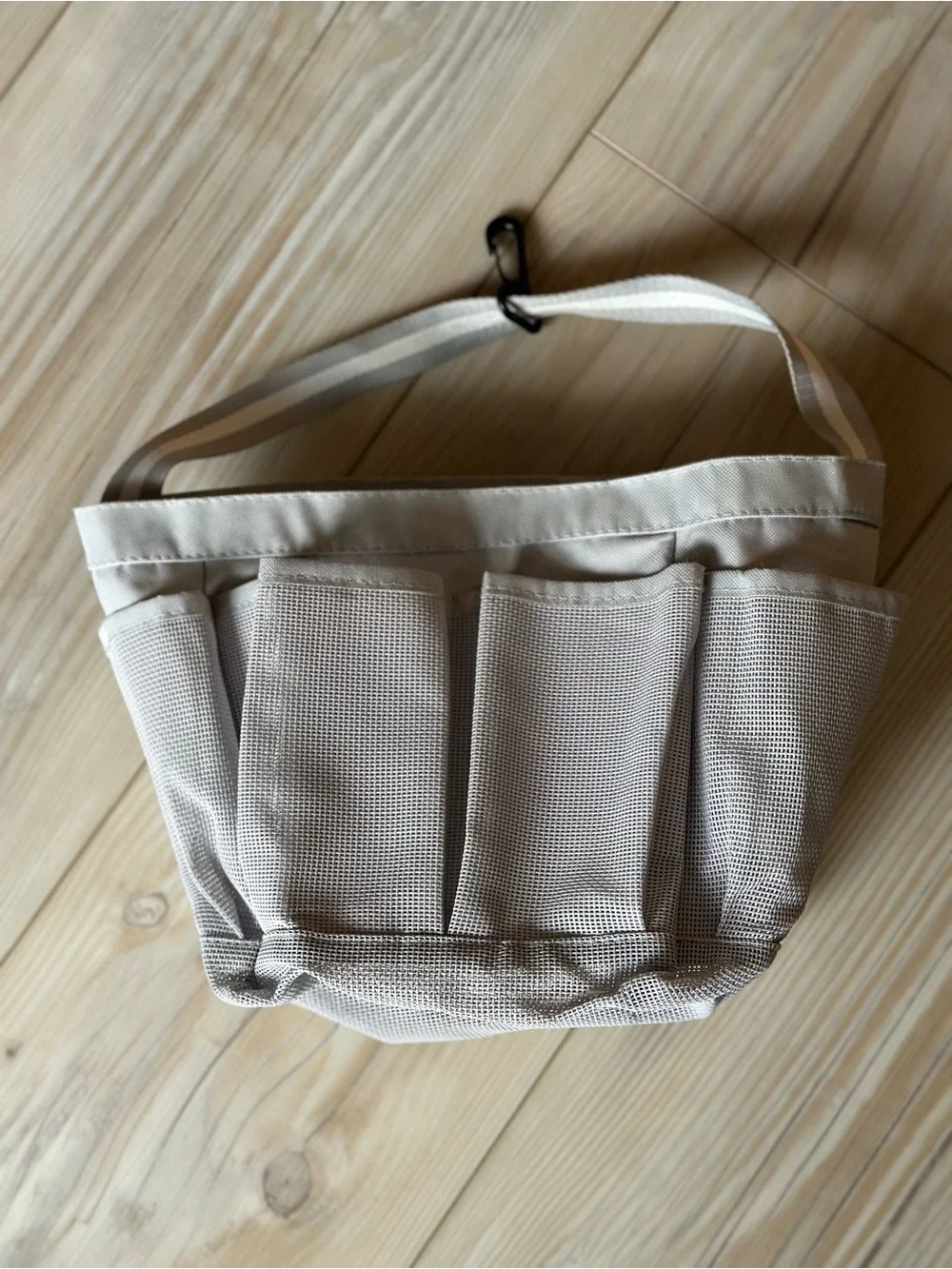 Gray mesh shower caddy college dorm organizer